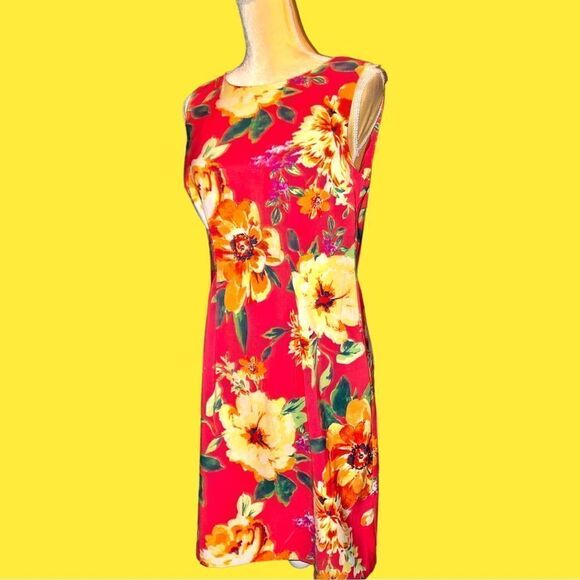 Alyx beautiful red sheath with tropical floral design! New - Picture 4 of 7